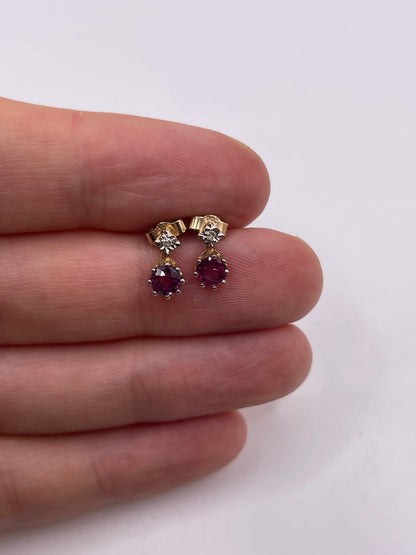 9ct gold ruby and diamond earrings