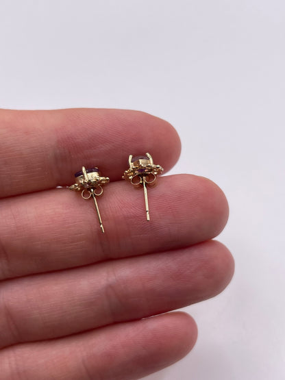 9ct gold amethyst heart earrings