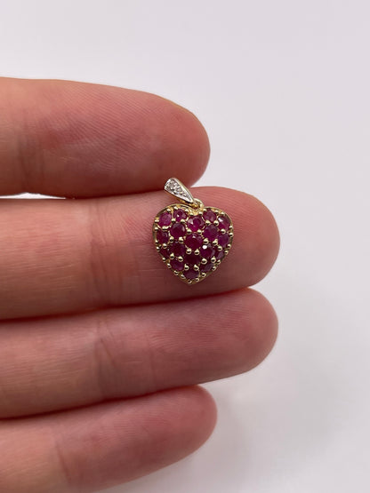 9ct gold ruby and diamond pendant