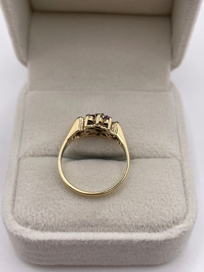 9ct gold ruby cluster ring