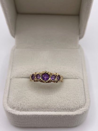 9ct gold amethyst ring