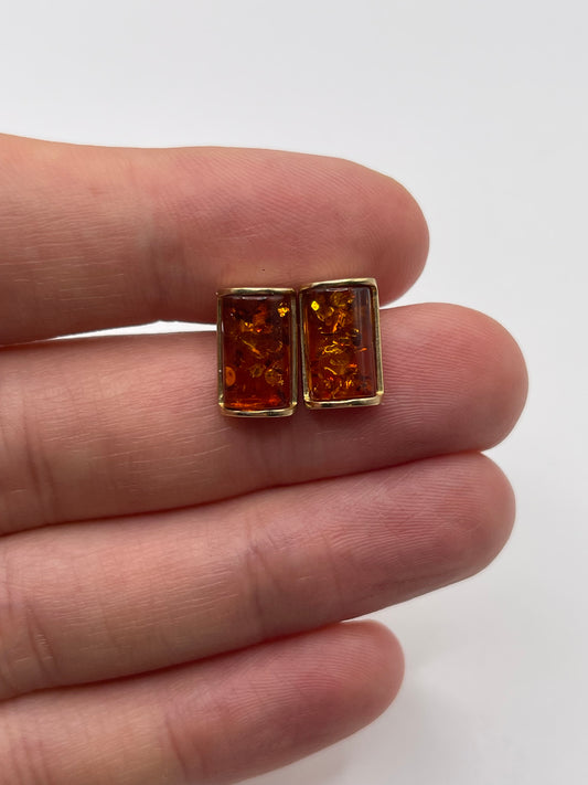 9ct gold amber earrings