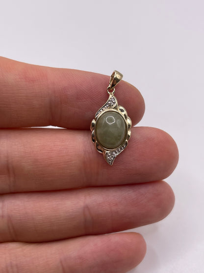 9ct gold jade and diamond pendant