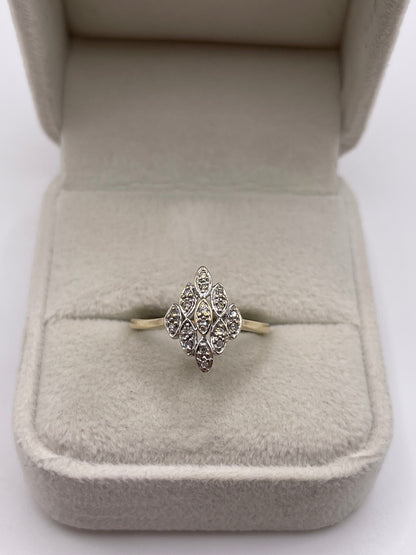 9ct gold diamond cluster ring