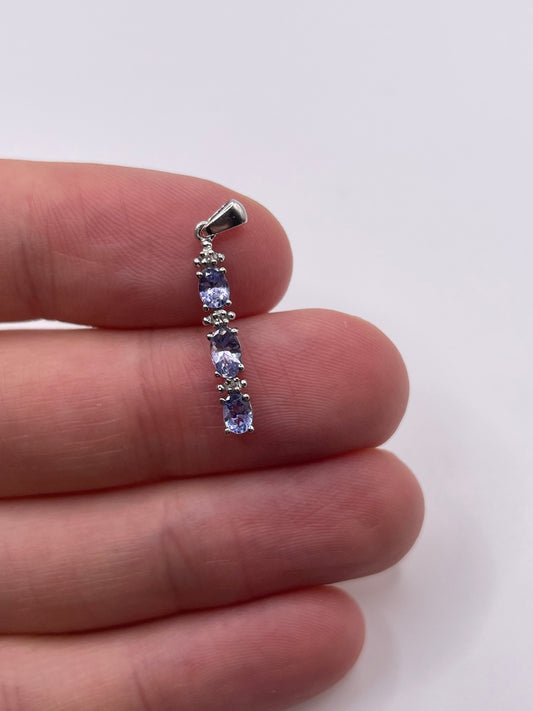 9ct white gold tanzanite and diamond pendant
