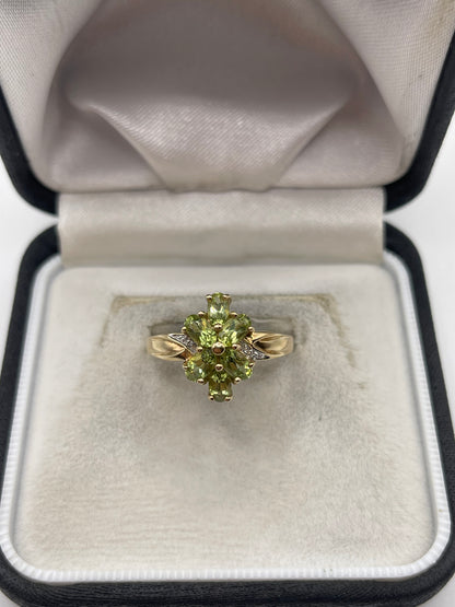 9ct gold quartz and diamond ring