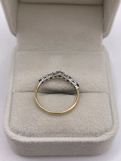 9ct gold sapphire and diamond wishbone ring