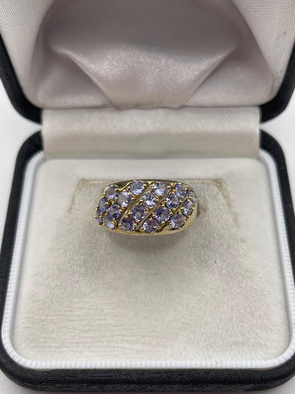 9ct gold tanzanite cluster ring