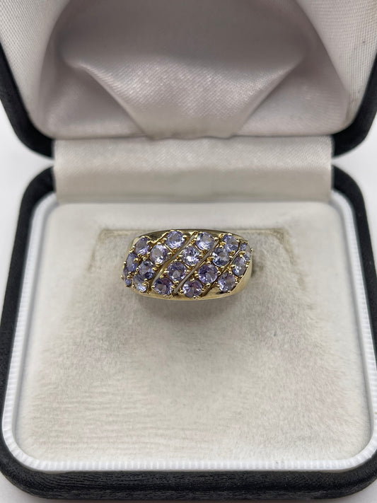 9ct gold tanzanite cluster ring
