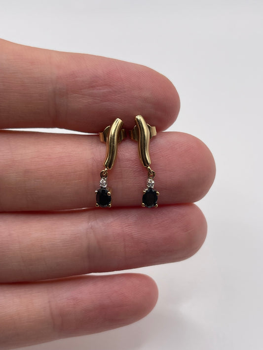 9ct gold sapphire and diamond earrings