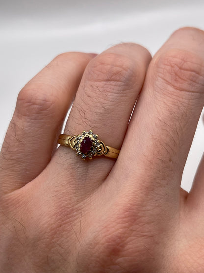 9ct gold ruby and diamond ring
