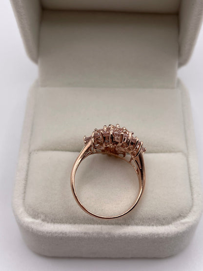 9ct rose gold morganite cluster ring