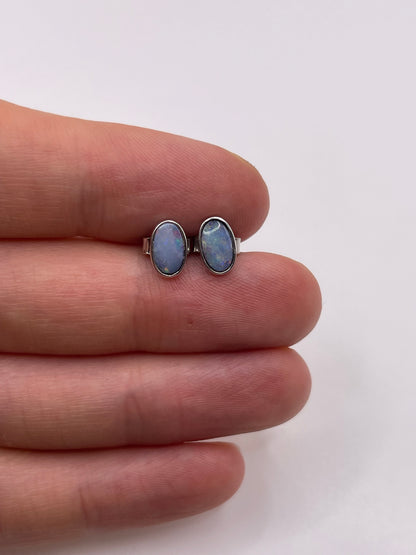 18ct white gold opal doublet earrings