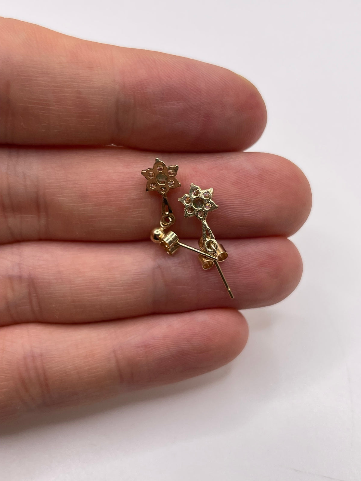 9ct gold emerald and cz earrings