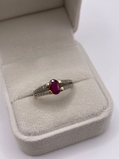 9ct gold ruby and diamond ring