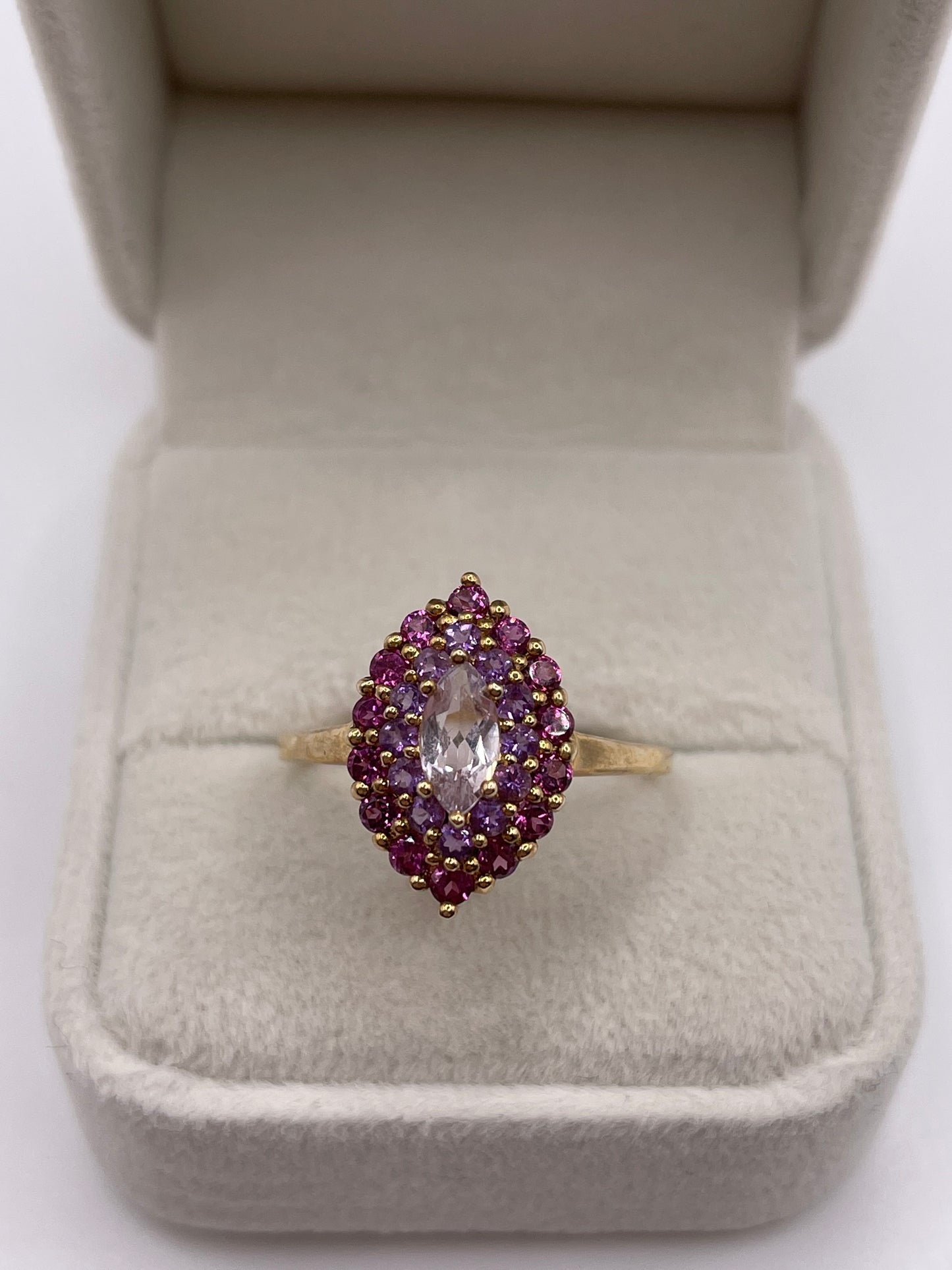 9ct gold multi gemstone cluster ring