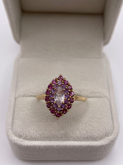 9ct gold multi gemstone cluster ring