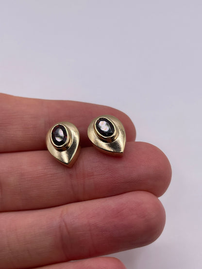 9ct gold garnet earrings
