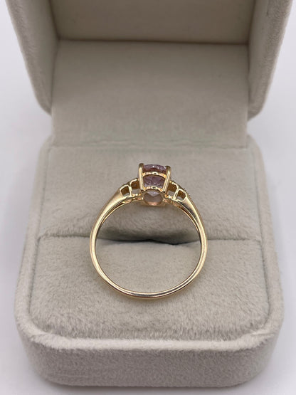 9ct gold kunzite and zircon ring