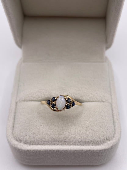 9ct gold opal and sapphire ring