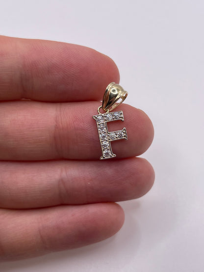 9ct gold cz initial F pendant