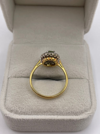 18ct gold peridot and diamond ring