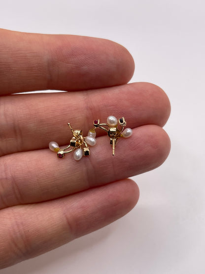 9ct gold multi gemstone earrings