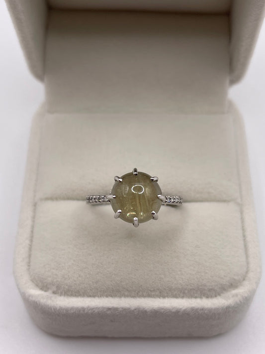 9ct white gold quartz and diamond ring