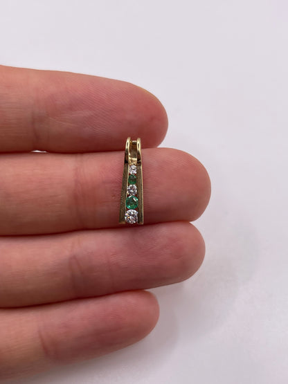 9ct gold emerald and cz pendant
