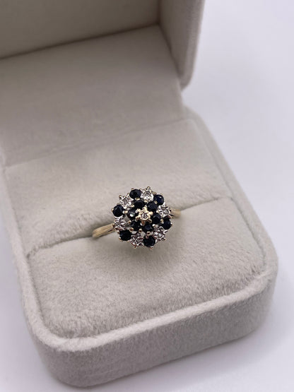 9ct gold sapphire and diamond ring