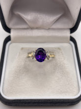 Load image into Gallery viewer, 9ct gold amethyst and diamond ring
