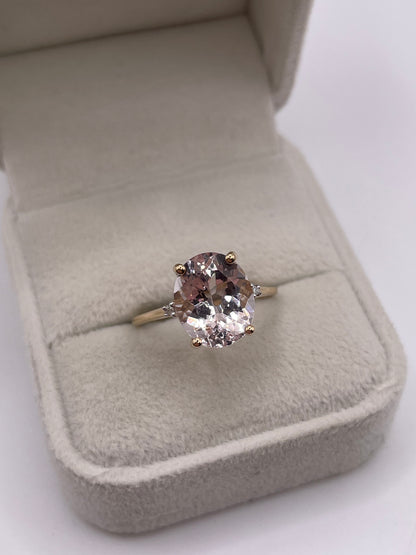 9ct gold kunzite and diamond ring