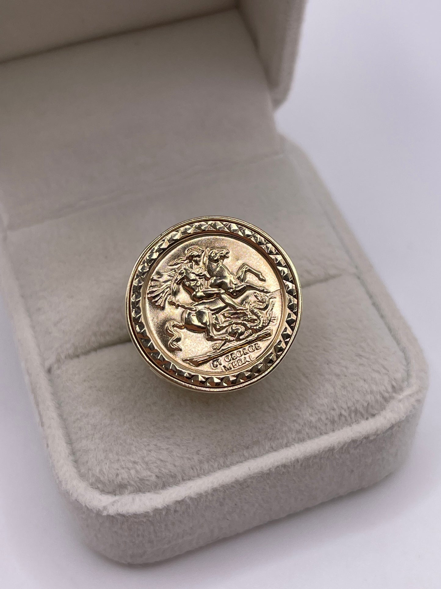 9ct gold St George medallion ring