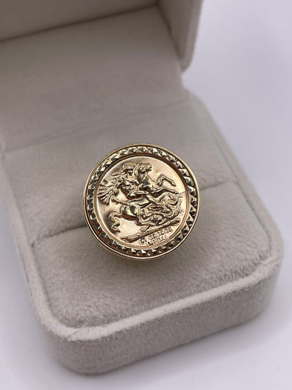 9ct gold St George medallion ring