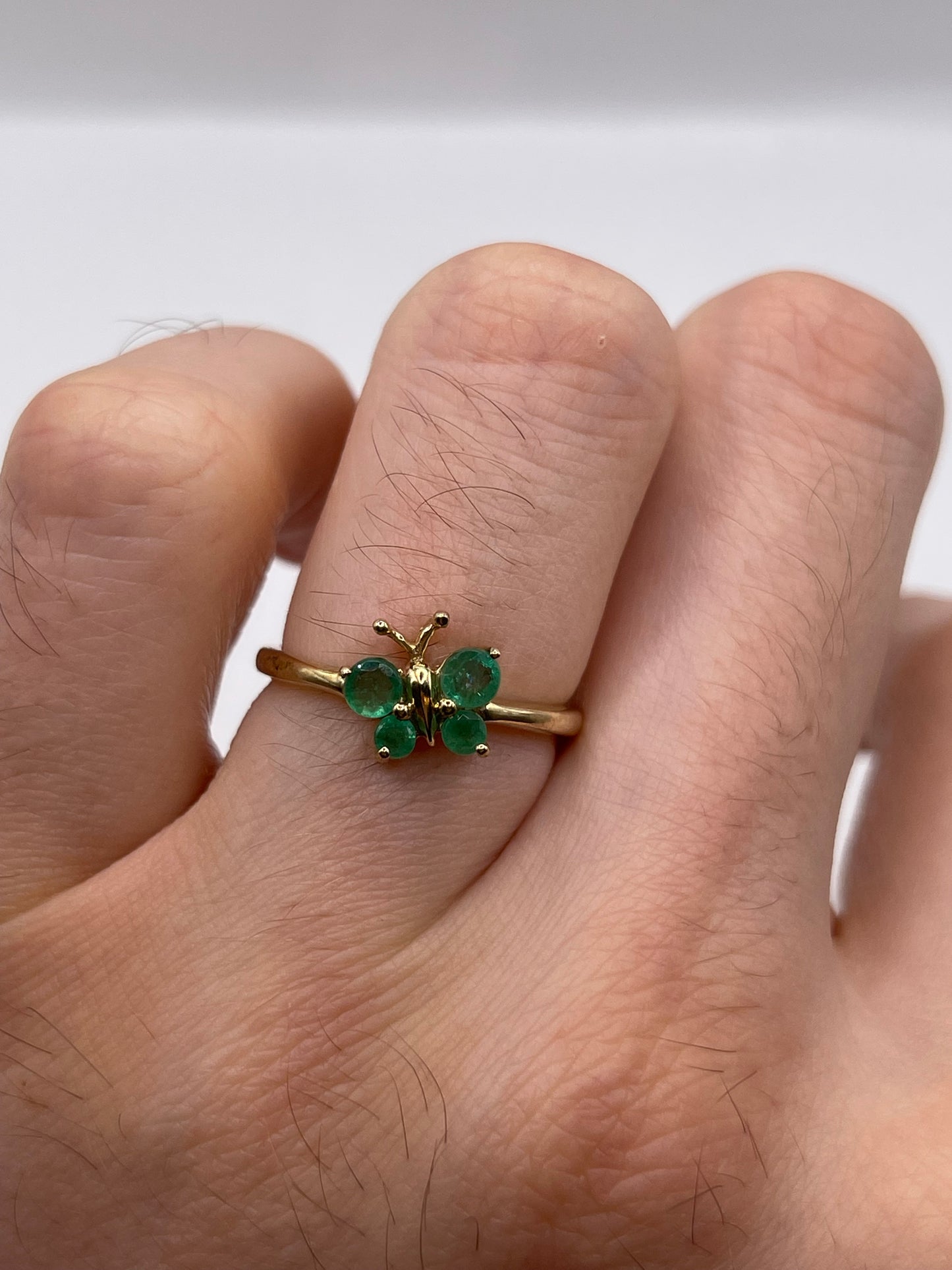9ct gold emerald butterfly ring