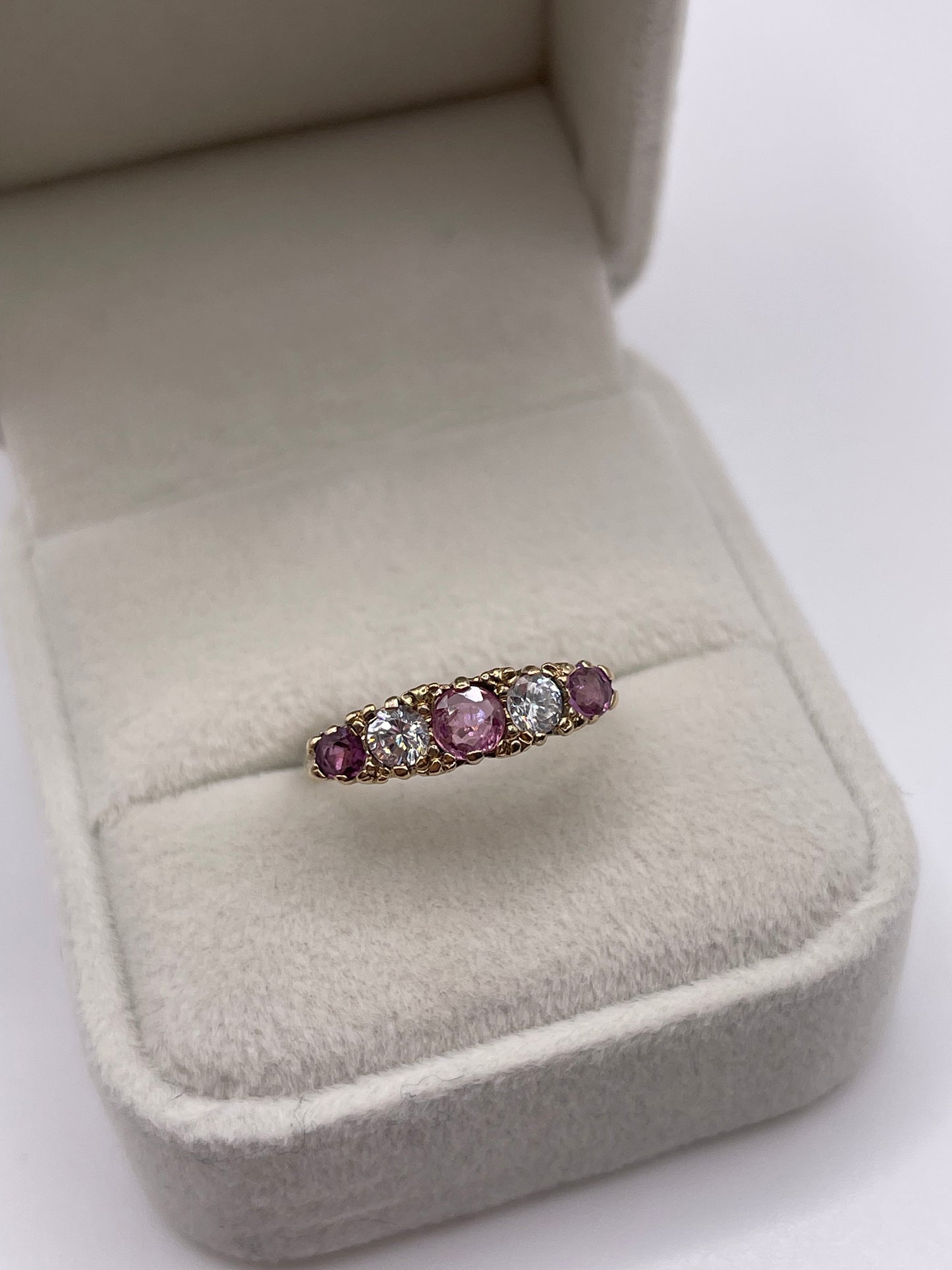 9ct gold ruby and cz ring