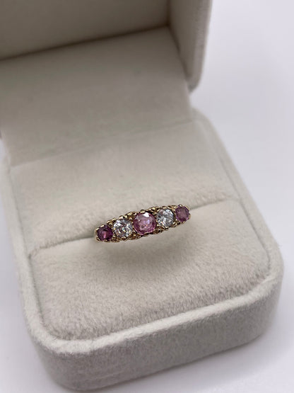 9ct gold ruby and cz ring