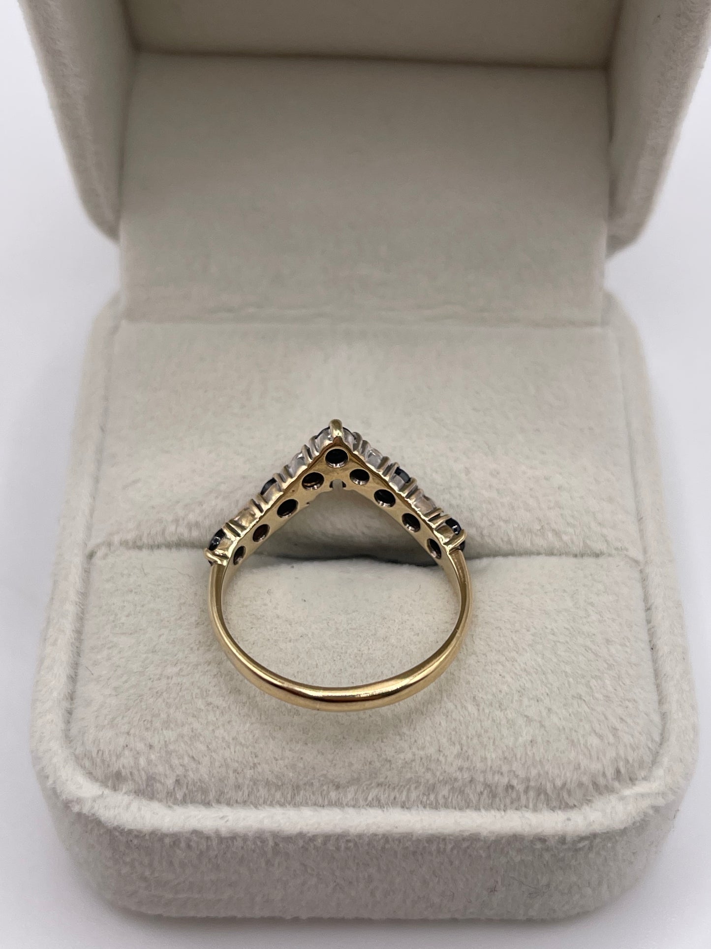 9ct gold sapphire and diamond wishbone ring