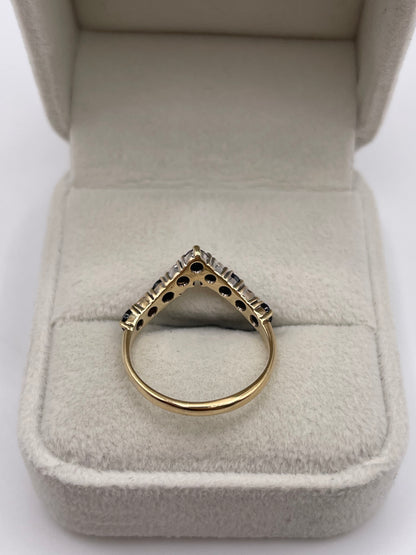 9ct gold sapphire and diamond wishbone ring