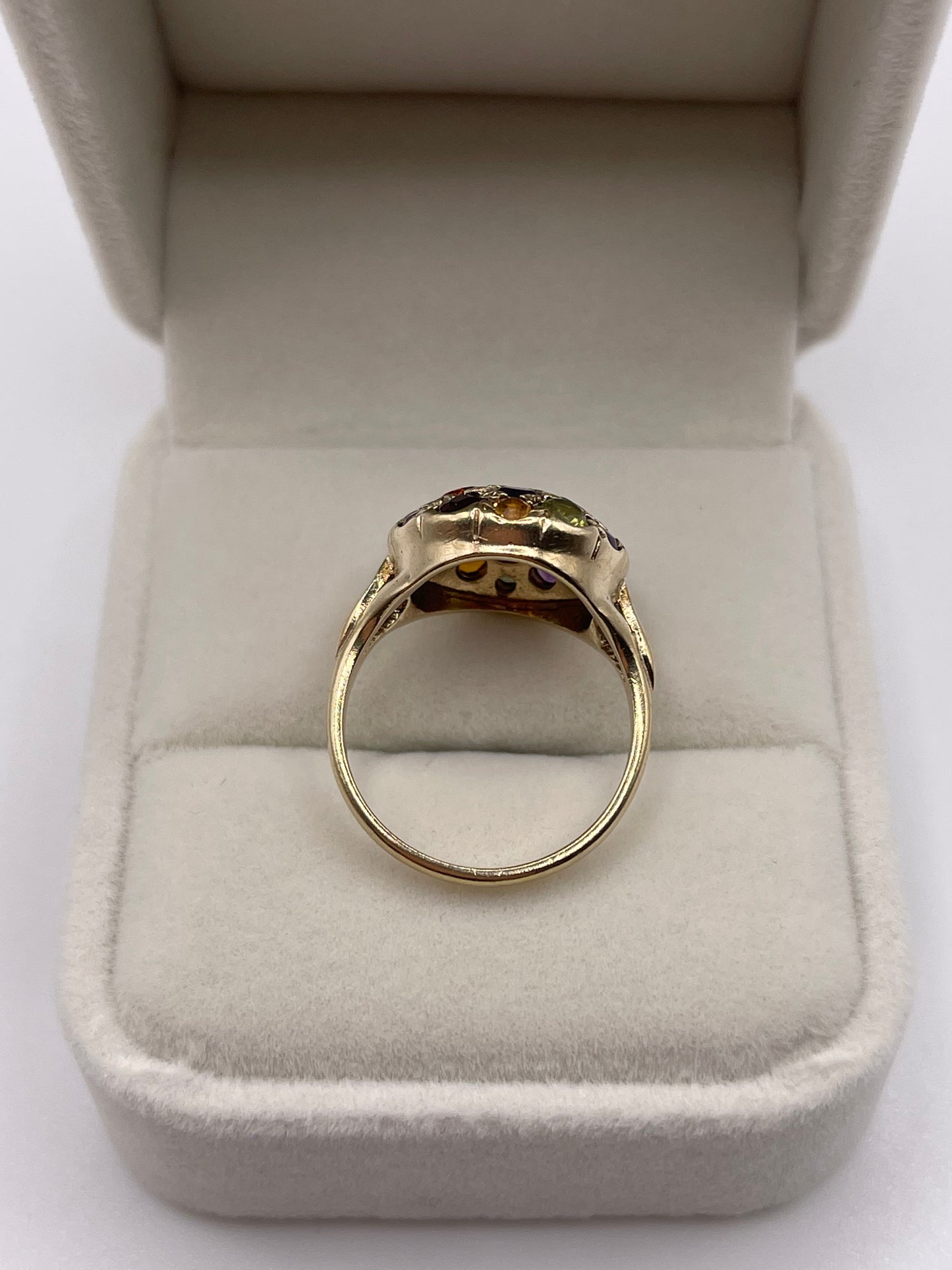 9ct gold multi gemstone cluster ring