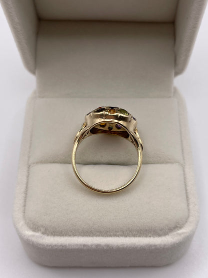 9ct gold multi gemstone cluster ring