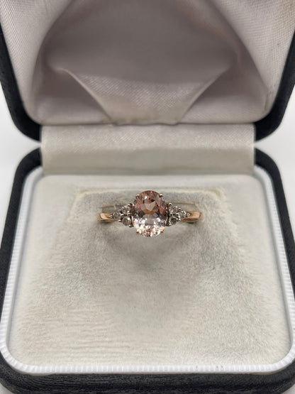 9ct rose gold morganite and diamond ring