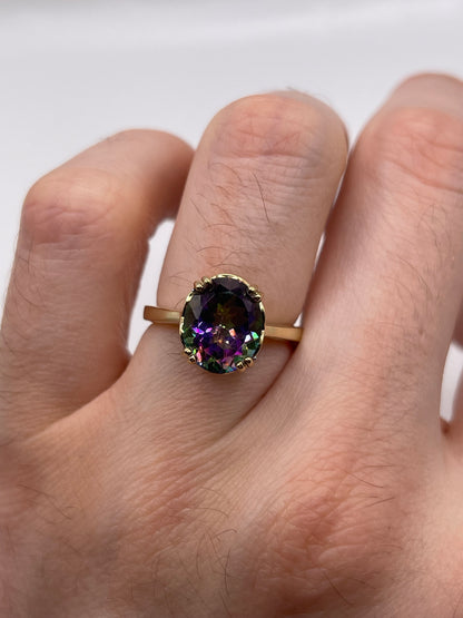 9ct gold mystic topaz and diamond ring