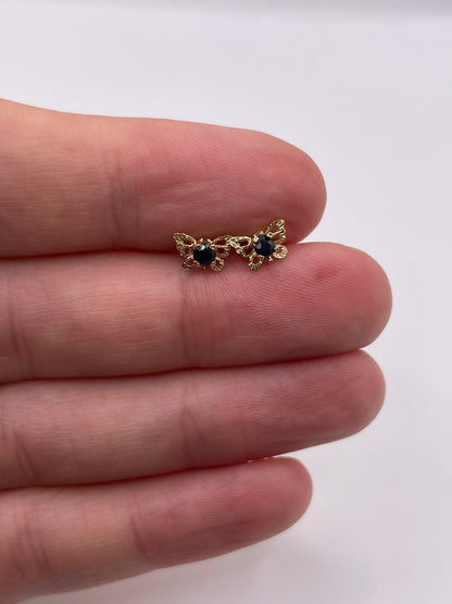 9ct gold sapphire butterfly earrings