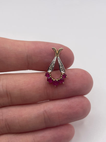 9ct gold ruby and diamond pendant