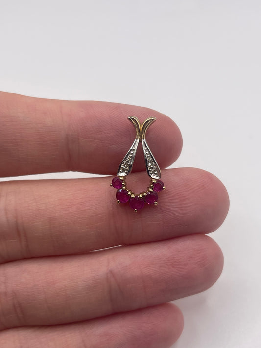 9ct gold ruby and diamond pendant