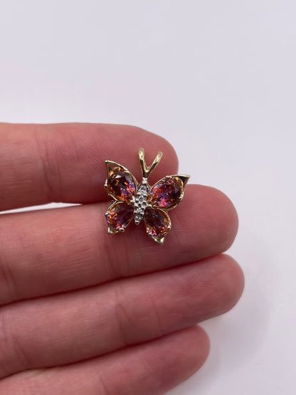 9ct gold topaz butterfly pendant