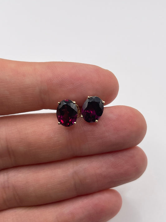 9ct gold almandine garnet earrings