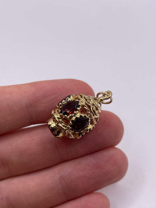 9ct gold garnet lantern pendant
