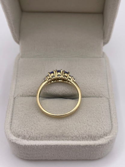 9ct gold tanzanite and diamond ring